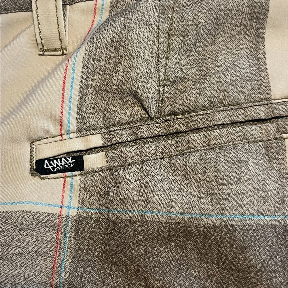 Billabong Men's Checkered Brown and Tan Shorts